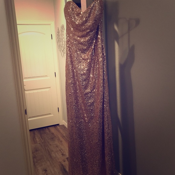 Alfred Angelo Rose Gold Sequin Dress - Picture 1 of 7